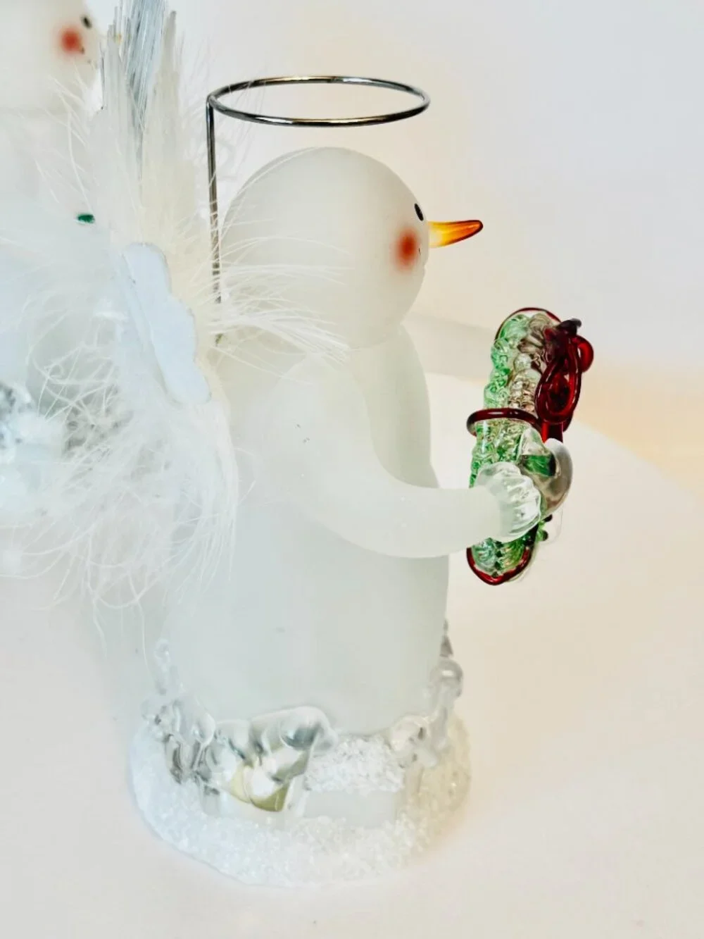 2 JC Penney Home Collection Color Changing Fiber Optic Acrylic Snowman Angel Hol